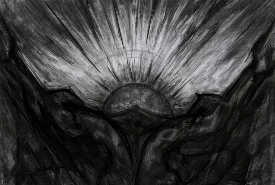 "In the dawn of the last day", Charcoal and ink on paper, 2018.