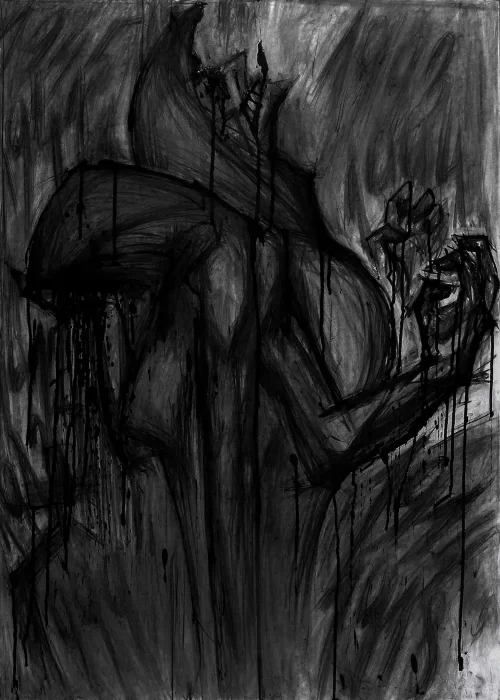 "Why", Charcoal and ink on paper, 2016.